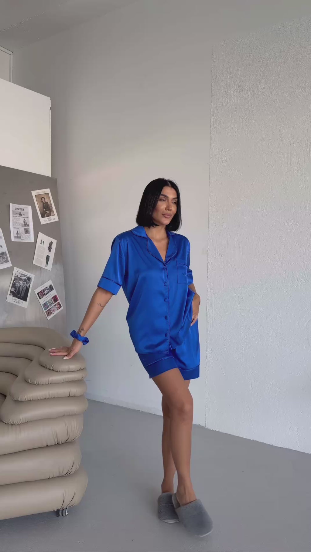 4 Parça Premium Saten Pijama Seti | Toka & Bandana Dahil ✨