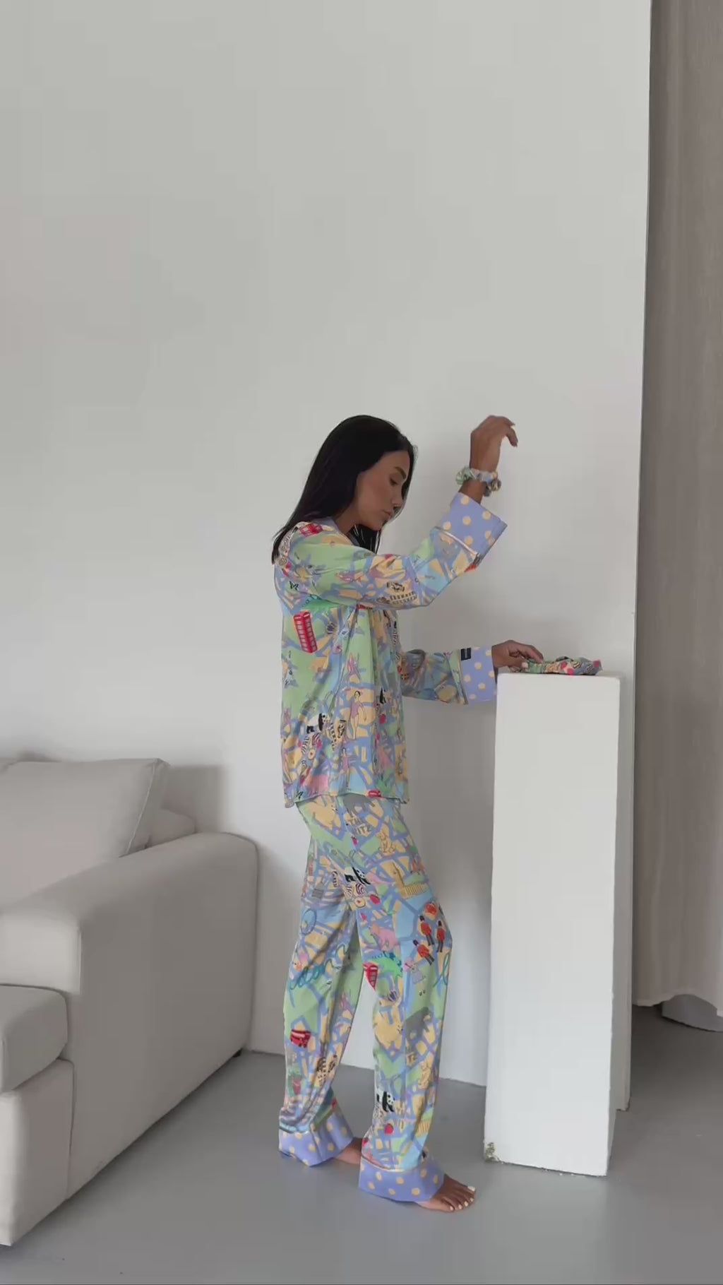 4 Parça Premium Saten Pijama Seti | Toka & Bandana Dahil ✨