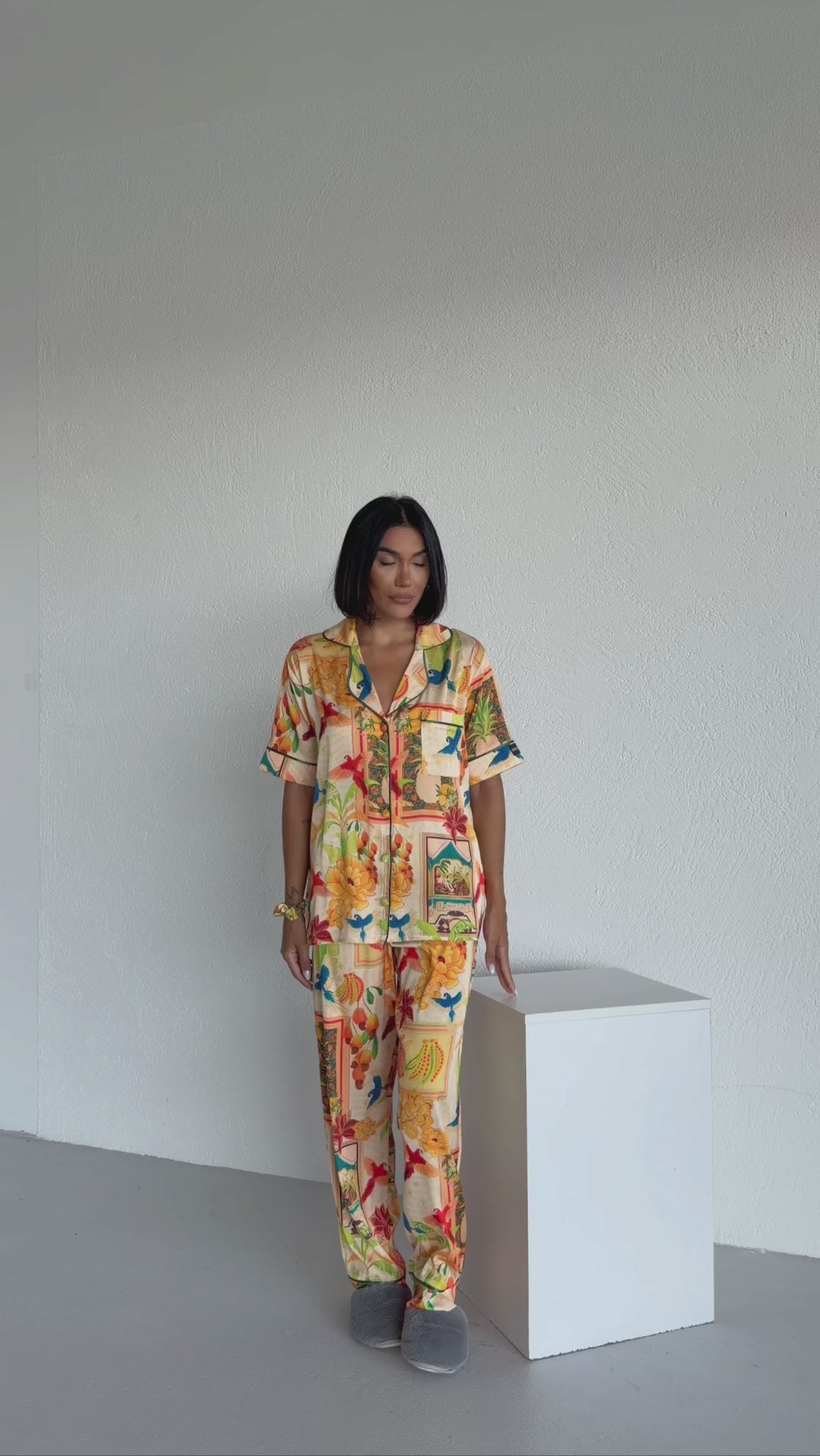 4 Parça Premium Saten Pijama Seti | Toka & Bandana Dahil ✨