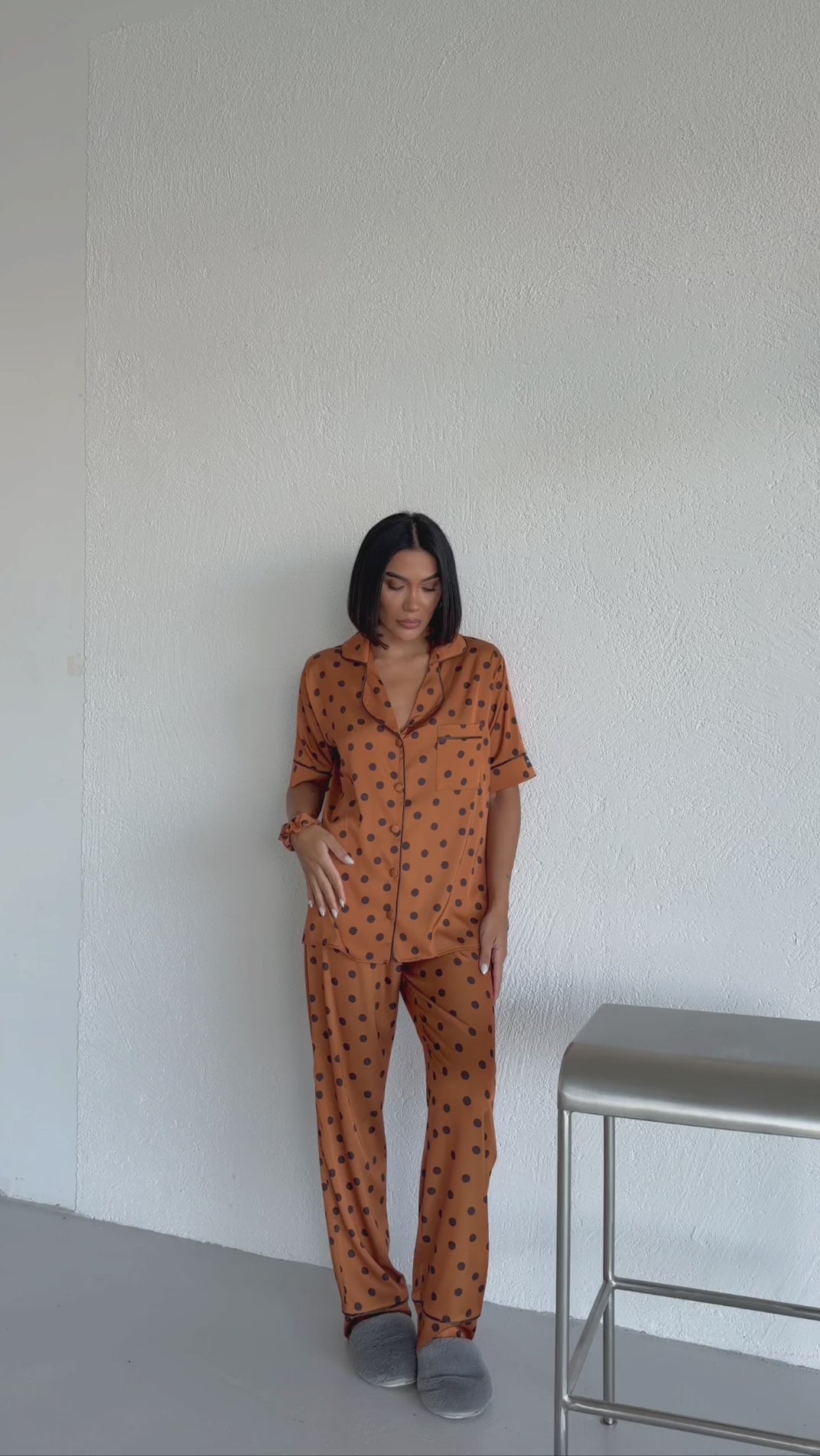4 Parça Premium Saten Pijama Seti | Toka & Bandana Dahil ✨