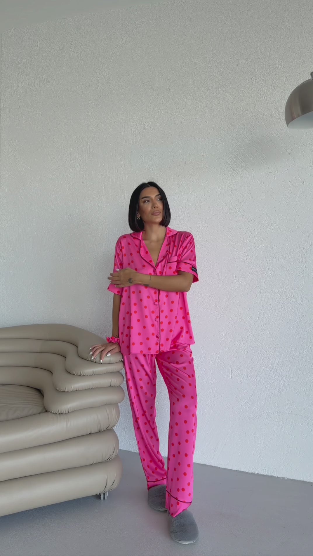4 Parça Premium Saten Pijama Seti | Toka & Bandana Dahil ✨