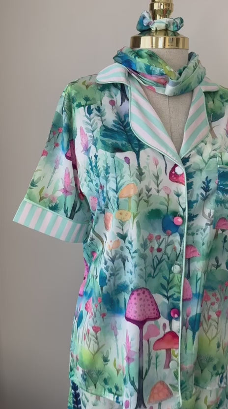 4 Parça Premium Saten Pijama Seti | Toka & Bandana Dahil ✨
