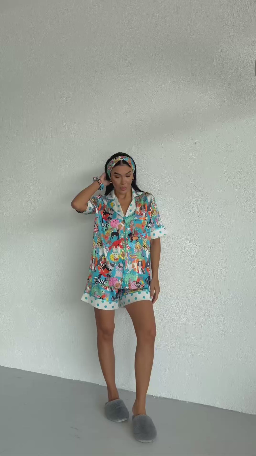 4 Parça Premium Saten Pijama Seti | Toka & Bandana Dahil ✨