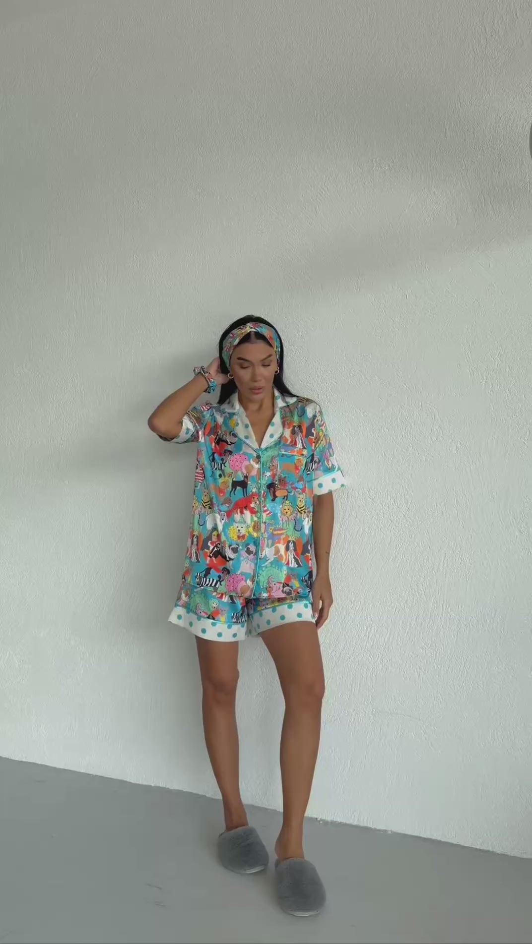 4 Parça Premium Saten Pijama Seti | Toka & Bandana Dahil ✨