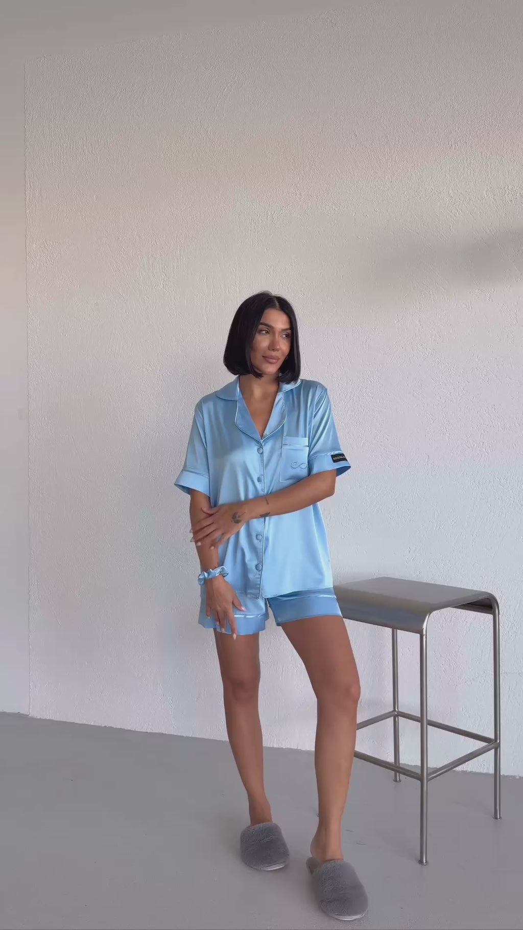 4 Parça Premium Saten Pijama Seti | Toka & Bandana Dahil ✨