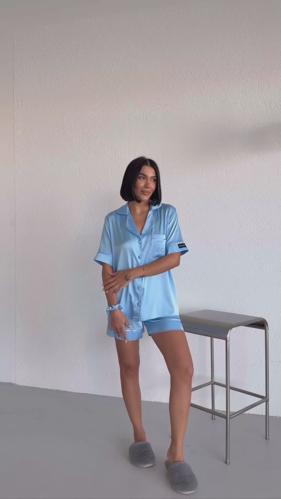 4 Parça Premium Saten Pijama Seti | Toka & Bandana Dahil ✨
