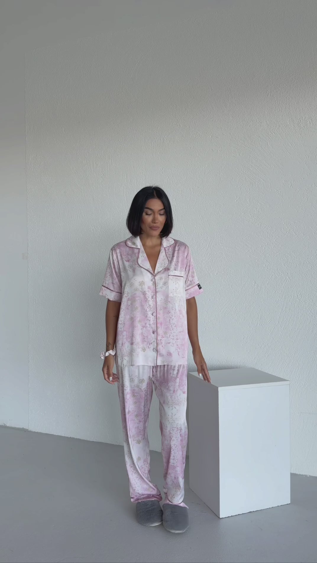 4 Parça Premium Saten Pijama Seti | Toka & Bandana Dahil ✨